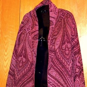 Vintage Aurora Paci Italy 34 x 79 printed knit shawl wrap throw pink plum VGUC